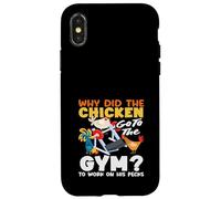 Custodia per iPhone X/XS Perché il pollo è andato in palestra Pecks divertente gioco di parole di allenamento