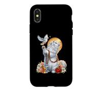 Custodia per iPhone X/XS Persian Cat Coquette Cristiano Cuore Crocifisso Colomba