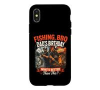 Custodia per iPhone X/XS Pesca BBQ Vintage Papà Compleanno Divertente Pescatore Grilling