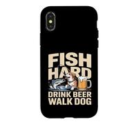Custodia per iPhone X/XS Pesce Hard Drink Birra Passeggiata Cane