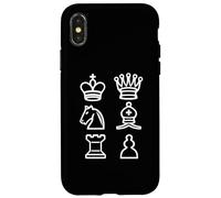 Custodia per iPhone X/XS Pezzi Degli Scacchi Neri Icone Simboli Sport Mentale