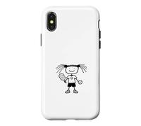 Custodia per iPhone X/XS Pickleball Girl Stickfigure Cute Funny Pickleball