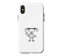 Custodia per iPhone X/XS Pickleball Girl Stickfigure Cute Funny Pickleball