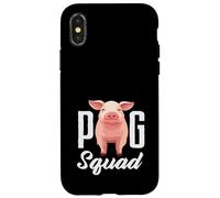 Custodia per iPhone X/XS Pig Squad Team Crew Farmer Group Farm Animal Rosa