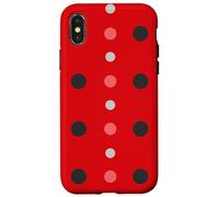 Custodia per iPhone X/XS Pink & Red Black Polka Dot Ladybug Cute Lady Bug Polka Dots