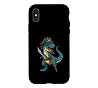 Custodia per iPhone X/XS Pirate Dinosaur T Rex - Costume pirata Buccaneer Jolly Roger