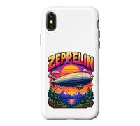 Custodia per iPhone X/XS Pixel Art Zeppelin 8-Bit Retro Gaming Airship Dirigible