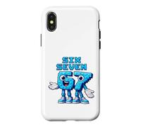 Custodia per iPhone X/XS Pixel Six Seven Numbers Stile di gioco retrò