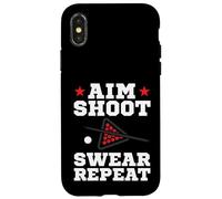 Custodia per iPhone X/XS Pool Playing Aim Shoot Swear Repeat Pool Playing Billiards