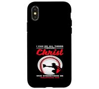 Custodia per iPhone X/XS Posso fare tutte le cose attraverso Cristo Baseball Faith