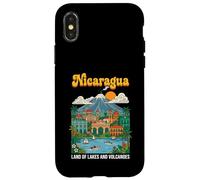 Custodia per iPhone X/XS Poster retrò della terra dei laghi e dei vulcani del Nicaragua