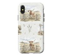 Custodia per iPhone X/XS Prairie Homestead Longhorn Vitello Agriturismo Acquerello