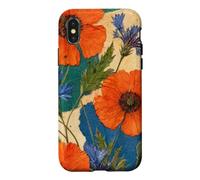 Custodia per iPhone X/XS Prato papaveri Cluster Prato Fiore Pattern