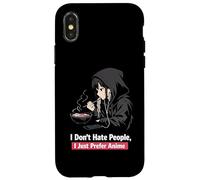 Custodia per iPhone X/XS Preferisco Anime Antisociale Anime Ragazza Ramen Amante