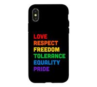 Custodia per iPhone X/XS Pride Love Equality Rainbow LGBTQ Parole colorate