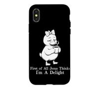Custodia per iPhone X/XS Prima di tutto Jesus Thinks I'm A Delight Duck Coffee Meme