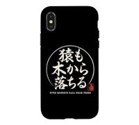 Custodia per iPhone X/XS Proverbio giapponese Anche le scimmie cadono dagli alberi Giappone Kanji