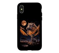 Custodia per iPhone X/XS Psichedelico Baby Ippopotamo Luna Sangue Safari Art