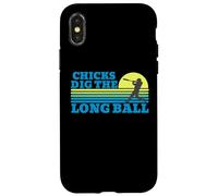 Custodia per iPhone X/XS pulcini scavare il lungo palla baseball tramonto