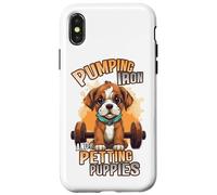 Custodia per iPhone X/XS Pumping Iron and Petting Puppies Body Building