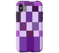 Custodia per iPhone X/XS Purple Color Block Checkered Checker Abstract Checkerboard