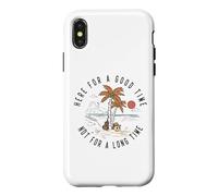 Custodia per iPhone X/XS Qui Per Un Buon Tempo Non Per Un Lungo Tempo Spiaggia Teschio Onde
