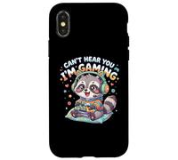 Custodia per iPhone X/XS Raccoon Gaming Can't Hear You I'm Gaming Common Raccoon
