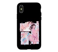 Custodia per iPhone X/XS Ragazza anime, Comic Core in stile manga, Vento divino, Kanji Shodo