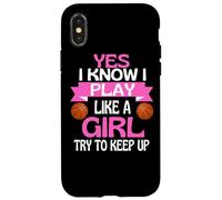 Custodia per iPhone X/XS Ragazze Basket Divertente Gioca Come Una Ragazza