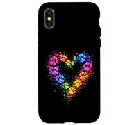 Custodia per iPhone X/XS Rainbow Paw Heart Colorful Dog & Cat Lover Pet Art
