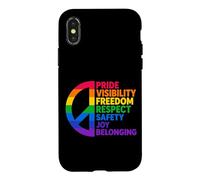 Custodia per iPhone X/XS Rainbow Peace Pride Visibilità Libertà Rispetto