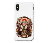 Custodia per iPhone X/XS Ramen Pasta American Bulldog Giappone Samurai Cane Snack