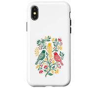 Custodia per iPhone X/XS Rasta Reggae Roots Three Birds Jamaica Folk Art Floral