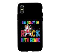 Custodia per iPhone X/XS Ready To Rock Fifth Grade Dabbing Unicorn Back To School