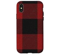 Custodia per iPhone X/XS Red Buffalo Design Christmas Decor Plaid Pattern