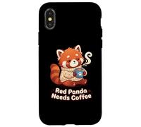 Custodia per iPhone X/XS Red panda needs Coffee Red Panda Girls Kids