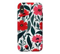 Custodia per iPhone X/XS Red Poppy Botanical Bold Flowers Floreale