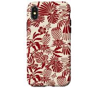 Custodia per iPhone X/XS Red Tropical Pineapple Palm Leaf Aloha Summer Pattern
