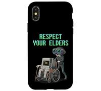 Custodia per iPhone X/XS Respect Your Elders Retro Computer Gamer Girl Fun VR Gaming
