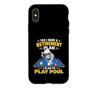 Custodia per iPhone X/XS Retirement Plan Play Pool Skeleton Billiard Player