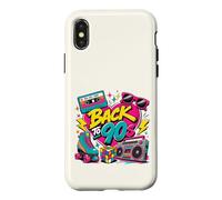 Custodia per iPhone X/XS Retro Back to 90s Cassette Boombox Roller Skate Cube