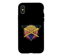 Custodia per iPhone X/XS Retro Futuristico Clarinetto Synthwave Vaporwave City