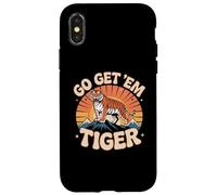 Custodia per iPhone X/XS Retro Go Get'Em Tiger - Gatto motivazionale