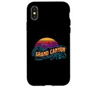 Custodia per iPhone X/XS Retro Grand Canyon National Park Vintage Tramonto Souvenir