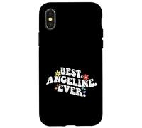 Custodia per iPhone X/XS Retro Groovy Best ANGELINE Ever Nome Festa della mamma Ragazza