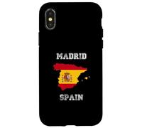 Custodia per iPhone X/XS Retro Madrid Spagna Distressed Bandiera Spagna