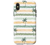 Custodia per iPhone X/XS Retro Palm Tree Pattern Design Beach Tan Verde Bianco