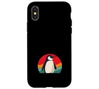 Custodia per iPhone X/XS Retro Penguin Tramonto Carino Pinguino Amante