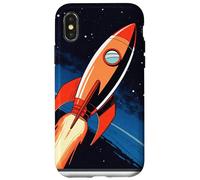 Custodia per iPhone X/XS Retrò, razzo, nave, in, spazio