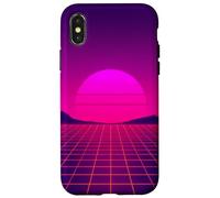 Custodia per iPhone X/XS Retro Sunset Horizon Minimal Synthwave Paesaggio